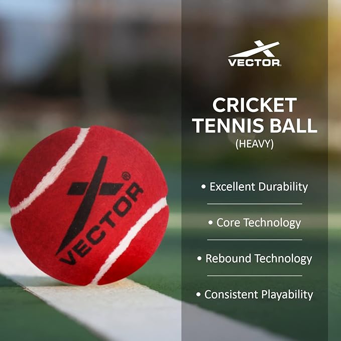 Vector X High Bounce Heavy Weight Tennis Ball for Cricket Practice, Street Match Ball, Training Exercise Ball for Outdoor & Indoor, Beginners & Pet Dog Play Ball (Pack of 6) Red