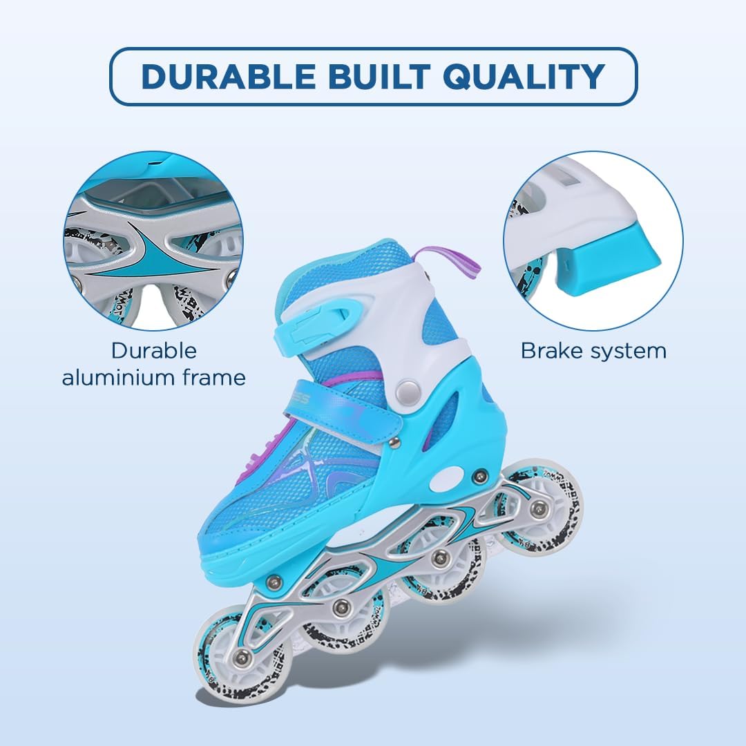 Endless EL1027 Inline Adjustable Skates | Aluminium Chassis and 70 mm PU Wheels | All Wheels Flash, ABEC 7