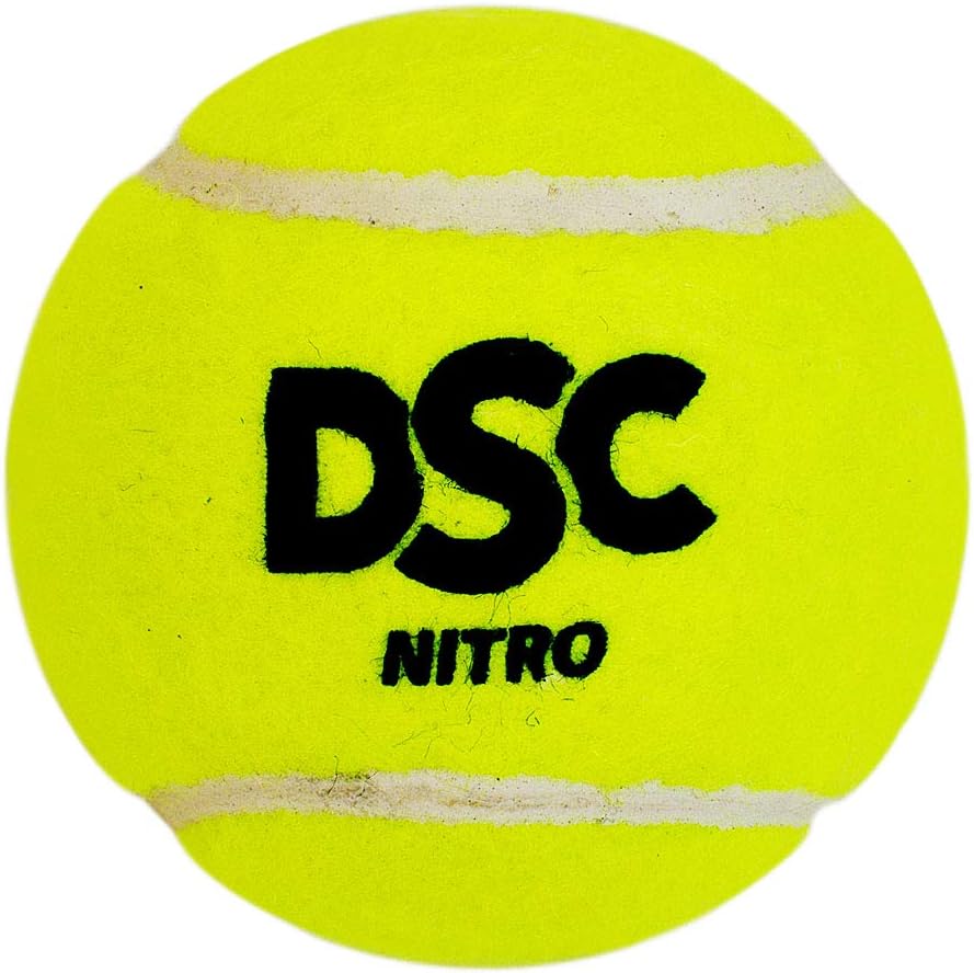 DSC Tennis Ball Nitro Heavy 12 Balls (Yellow, Size-Junior) | Material-Tennis | Heavy Weight Ball | Practice Ball | Cricket Training Ball | Swing | Balls | Indoor