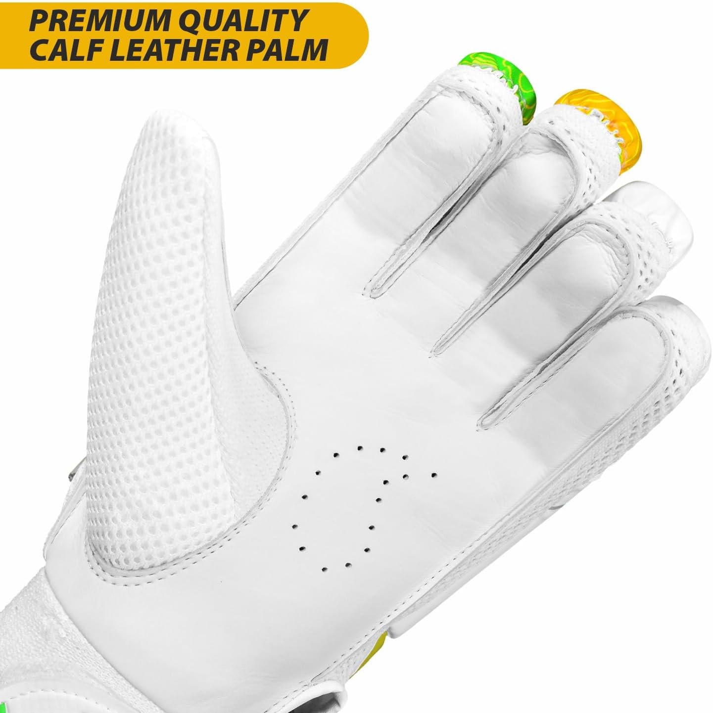 DSC Attitude Cricket Batting Gloves, Size - Boys, Left Hand, Color - Green/Yellow