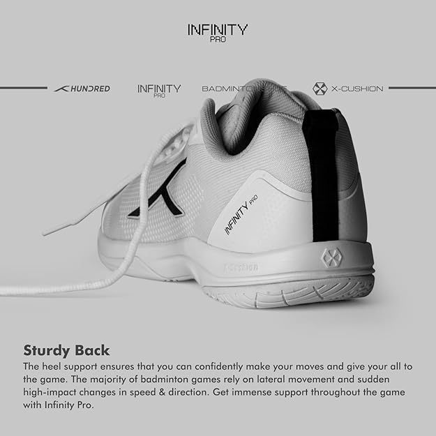 HUNDRED Infinity Pro Non-Marking Professional Badminton Shoe for Men | Material: Polyester/Mesh | Suitable for Indoor Tennis/Squash/Table Tennis/Basketball & Padel