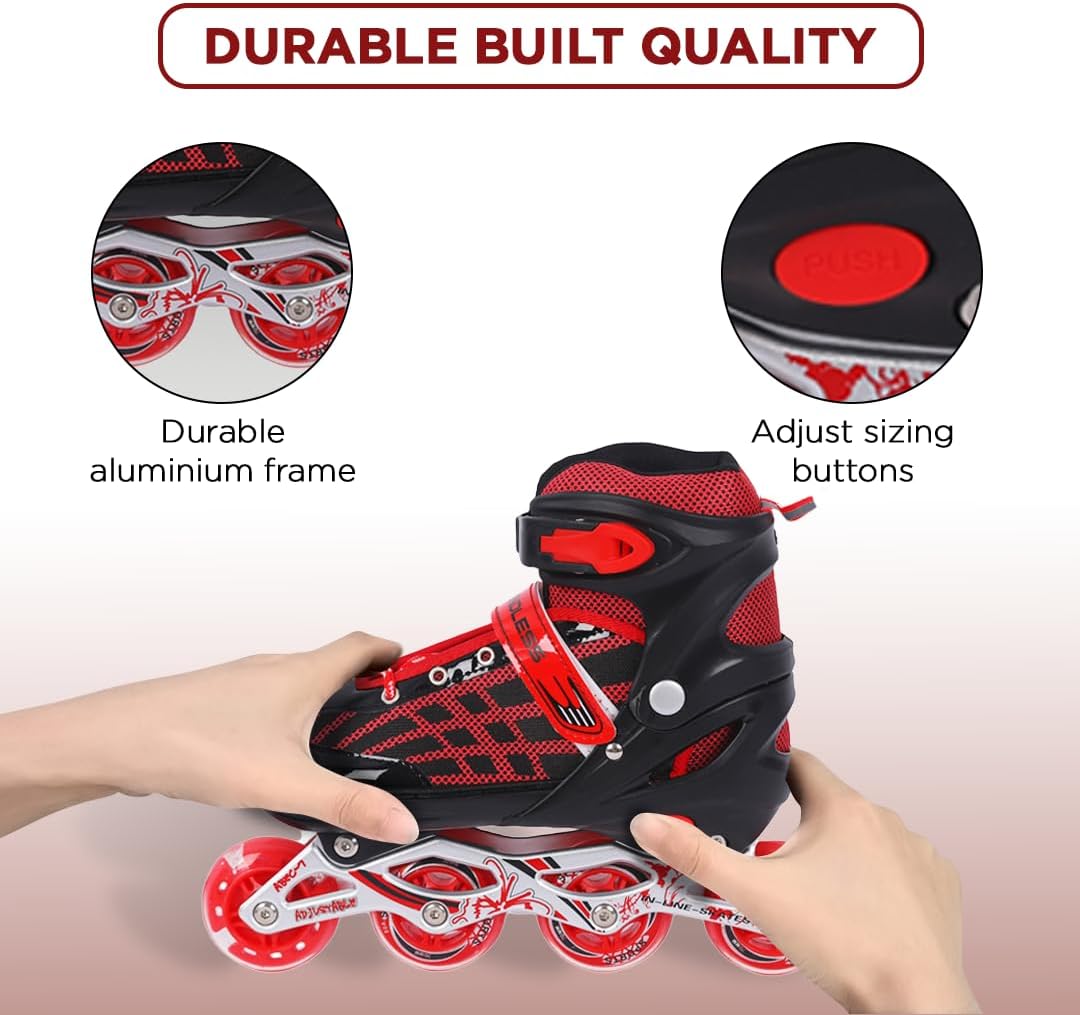Endless EL1025 Inline Adjustable Skates | Aluminium Chassis and 70 mm PU Wheels | Front Wheel Flash, ABEC 7 Bearing