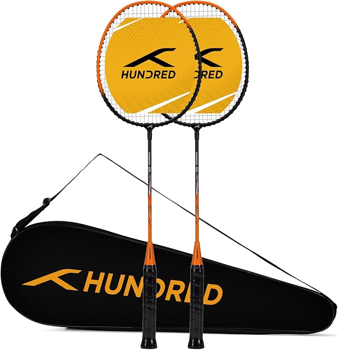 HUNDRED Aluminium Powertek 100 (Set of 2) Badminton Racket with Full Cover