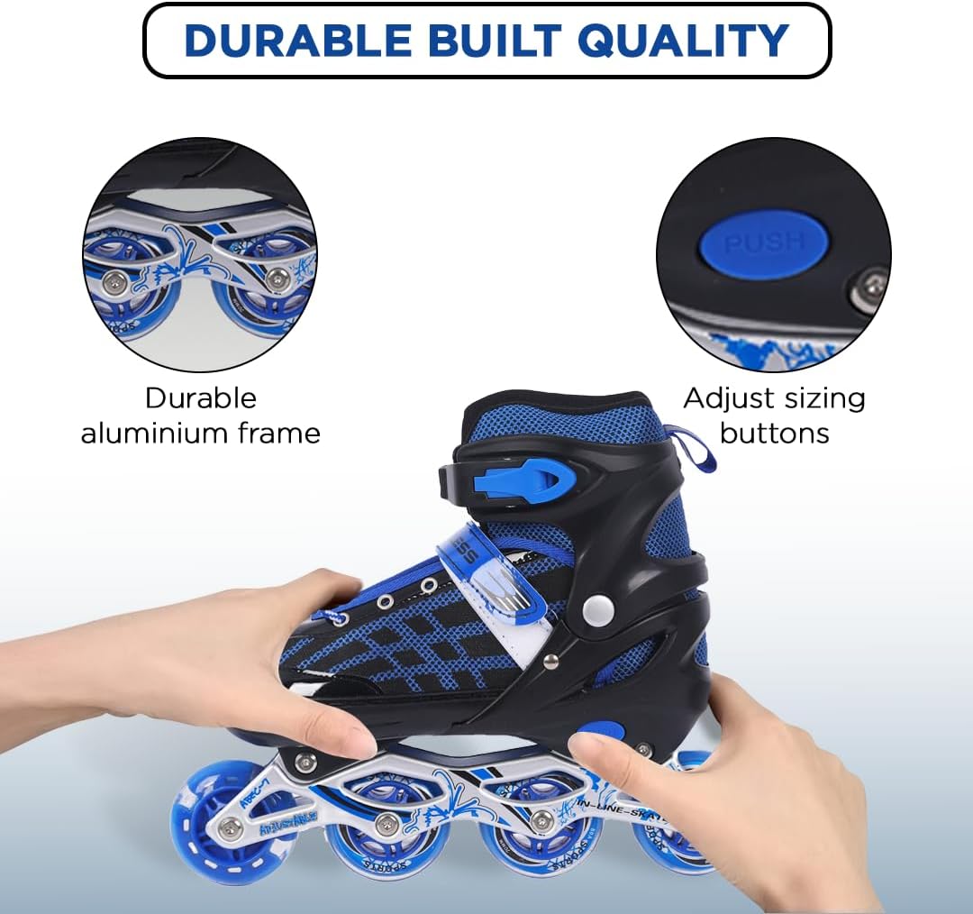 Endless EL1025 Inline Adjustable Skates | Aluminium Chassis and 70 mm PU Wheels | Front Wheel Flash, ABEC 7 Bearing