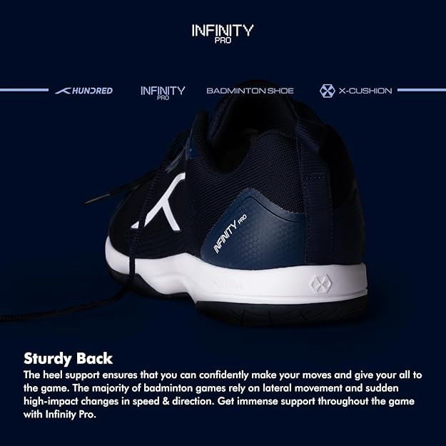 HUNDRED Infinity Pro Non-Marking Professional Badminton Shoe for Men | Material: Polyester/Mesh | Suitable for Indoor Tennis/Squash/Table Tennis/Basketball & Padel