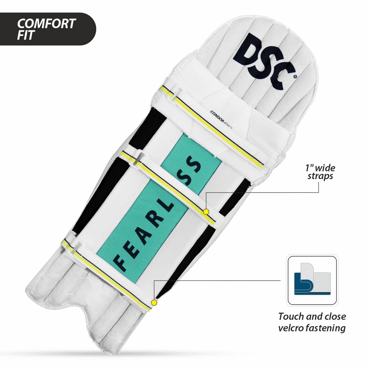 DSC Leather Condor Atmos Cricket Batting Legguard Mens Right, White