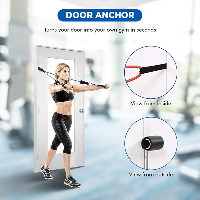 Endless EL1043 Toning Tubes Set of 5 with Different Resistance Levels | Multi Colour | With Door Anchor, Handles, Waterproof Carry Bag, Leg Ankle Straps for Men and Women