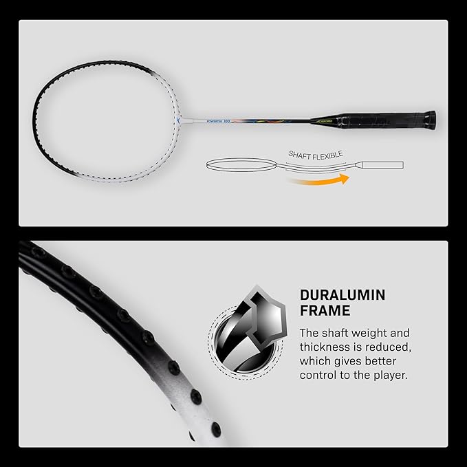 HUNDRED Aluminium Powertek 100 (Set of 2) Badminton Racket with Full Cover