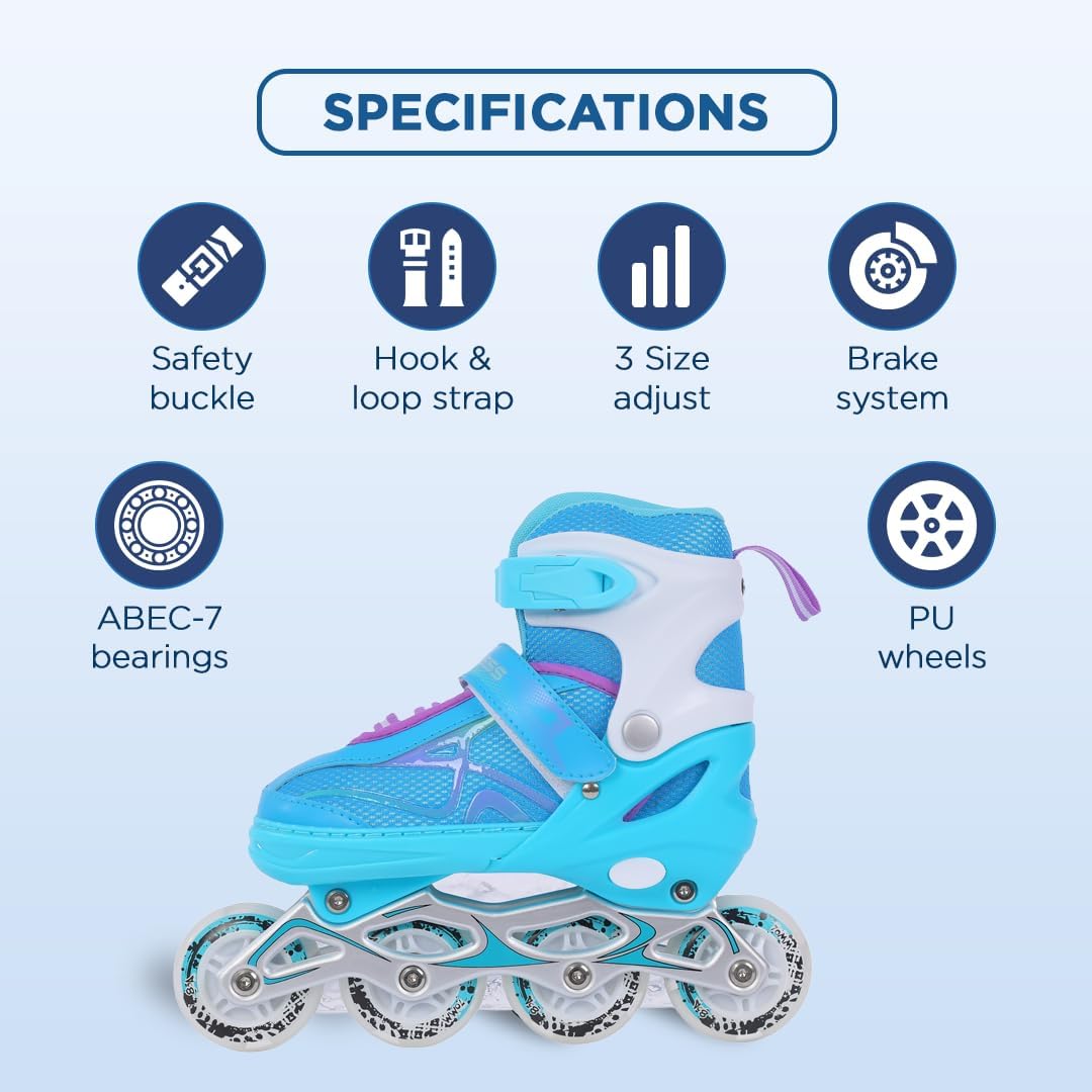 Endless EL1027 Inline Adjustable Skates | Aluminium Chassis and 70 mm PU Wheels | All Wheels Flash, ABEC 7