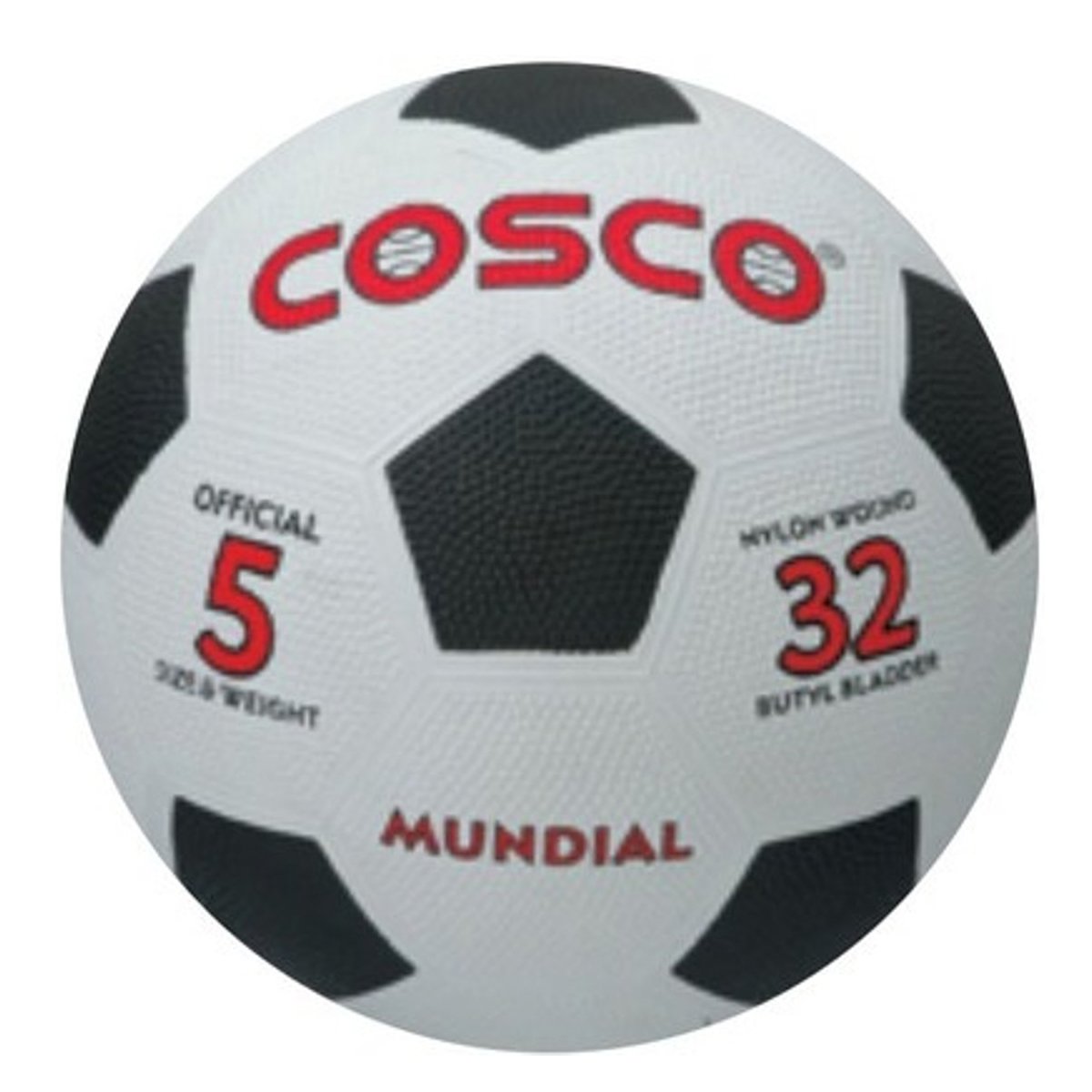 Cosco Mundial Nylon Foot Ball, Size 5, White/Black