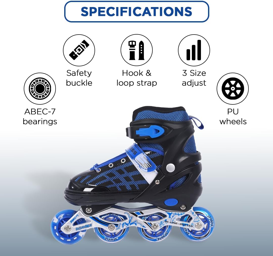Endless EL1025 Inline Adjustable Skates | Aluminium Chassis and 70 mm PU Wheels | Front Wheel Flash, ABEC 7 Bearing