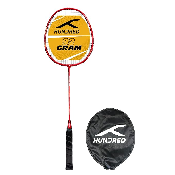 HUNDRED Powertek 200 PRO Badminton Racquet with Head Cover | Strung | Material:Aluminium|For Intermediate Players|Weight:95 grams|Maximum String Tension- 18-20lbs