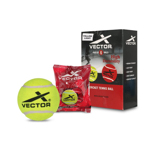 Vector X High Bounce Light Weight Tennis Ball for Cricket Practice, Street Match Ball, Training Exercise Ball for Outdoor & Indoor, Beginners & Pet Dog Play Ball (Pack of 6) Yellow