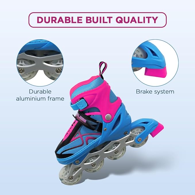 Endless Inline Adjustable Skates | Aluminium Chassis and 70 mm PU Wheels | All Wheels Flash, ABEC 7 Bearings