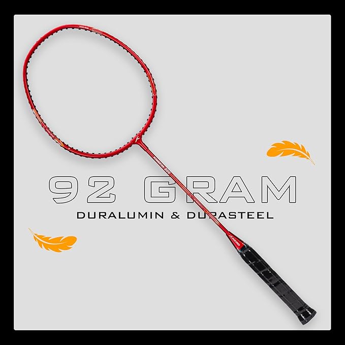 HUNDRED Powertek 200 PRO Badminton Racquet with Head Cover | Strung | Material:Aluminium|For Intermediate Players|Weight:95 grams|Maximum String Tension- 18-20lbs
