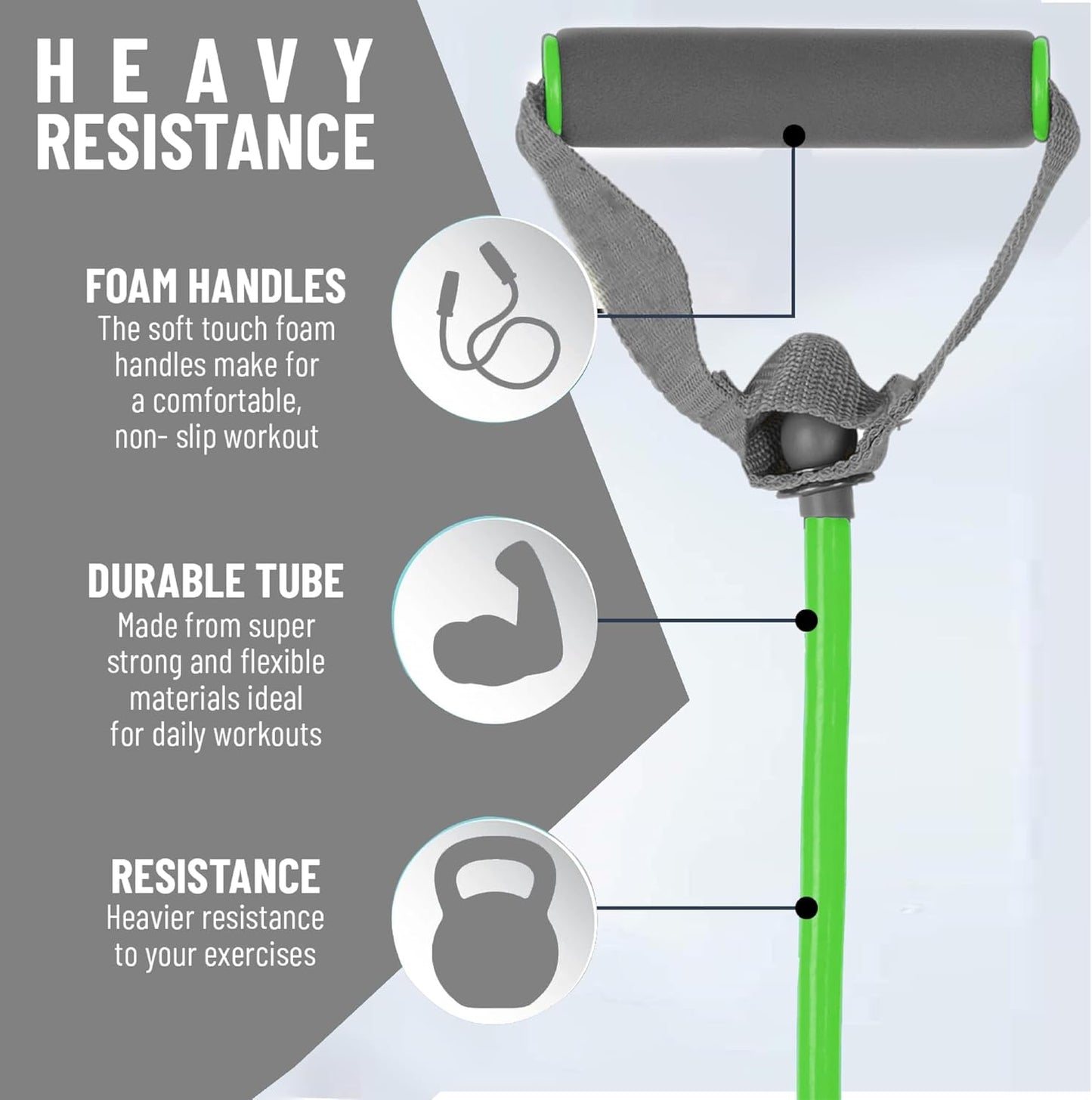 Ab. Light Resistance Level Toning Tube of 10LB with Foam Handles | Material : Natural Rubber | For Exercise & Stretching | Home & Gym Resistance Band for Men & Women