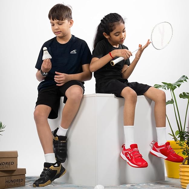 HUNDRED Court Star Non-Marking Badminton Shoes for Boys | Lightweight | X-Cushion Protection | Suitable for Indoor Tennis/Squash/Table Tennis/Basketball & Padel