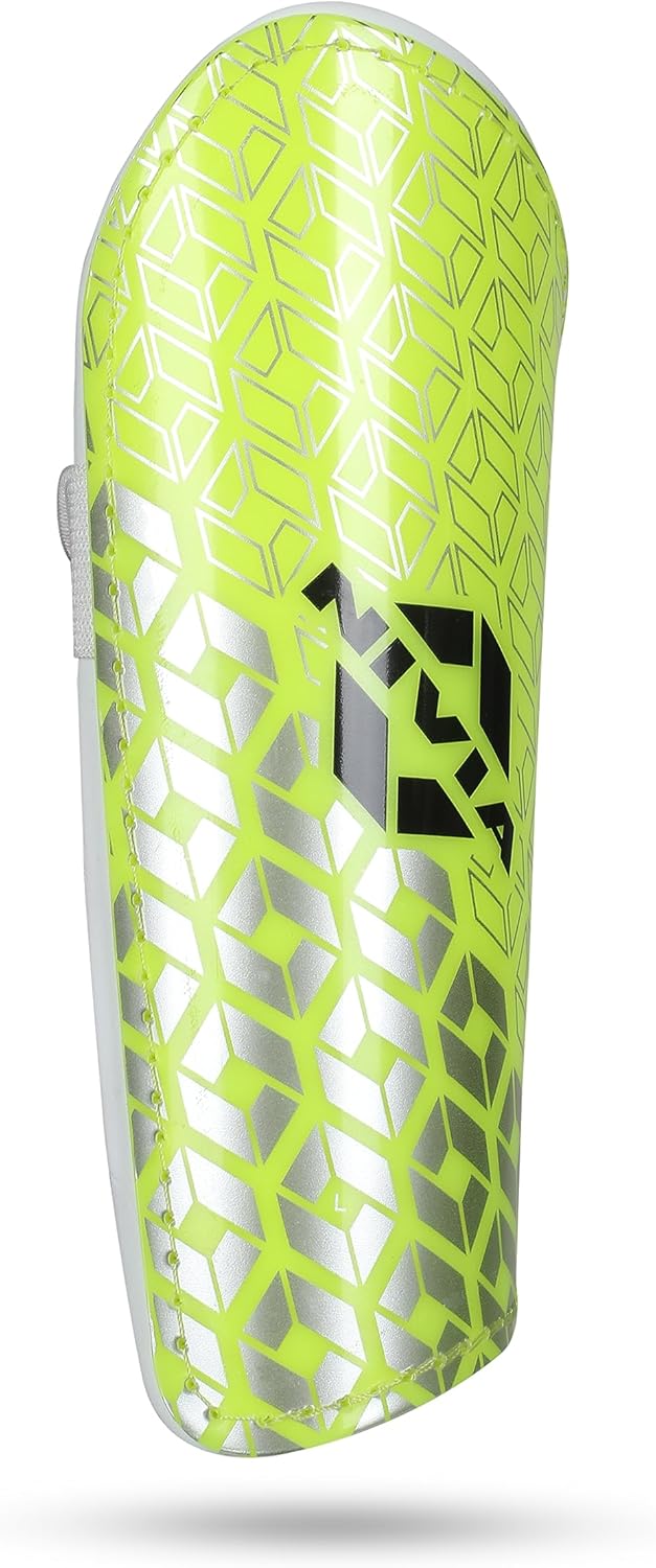 Nivia Wisdom - 2018 Plastic Shin Guard for Youth (Green, Small) | for Football Games Matches, Training | Light Weight & Breathable