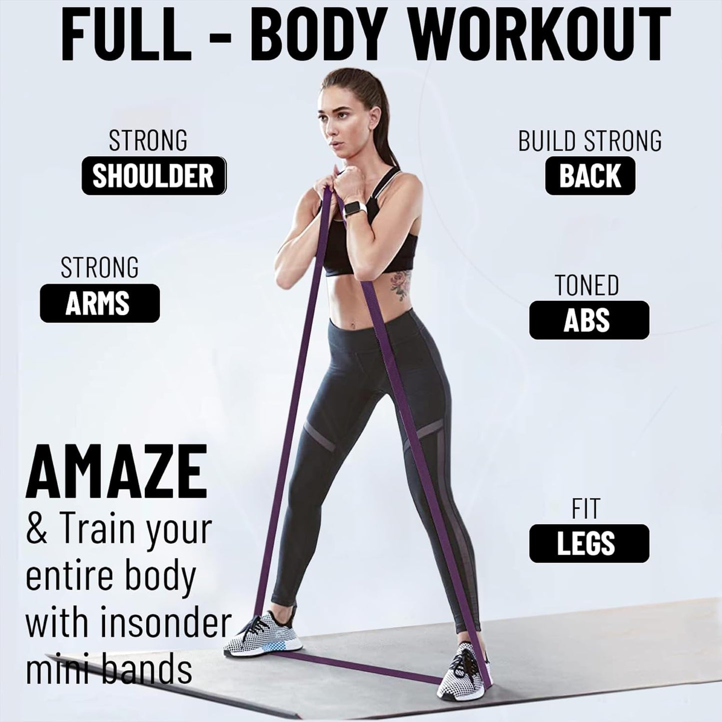 Anythingbasic Resistance Loop Bands Set of 5 Pieces With 5 Different Resistance Levels | Multi Colour | Material : Latex Rubber | Resistance Band for Squats, Hip & Glute Workouts for Men & Women