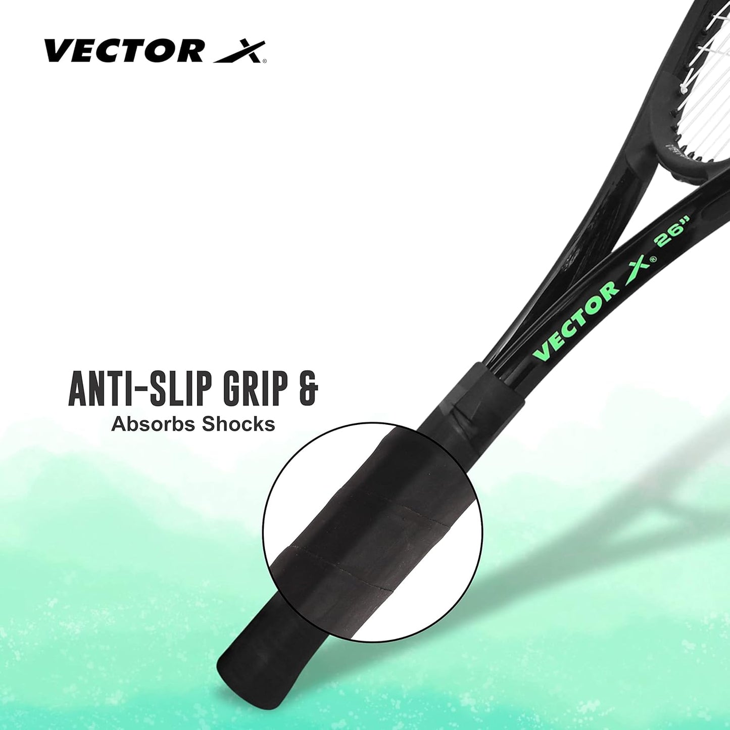 Vector X Adult Recreational Tennis Rackets,26 Inch Super Lightweight Tennis Racquets for Student,Training,Tennis and Beginners, Outdoor Games - Grip Size - 4 3/8,Green/Black