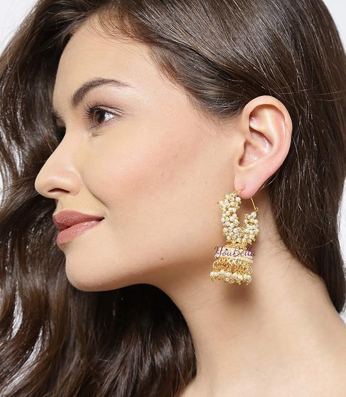 YouBella Golden Plated Hoop Earrings for Women