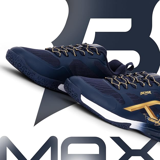 HUNDRED Beast Max Non-Marking Professional Badminton Shoes for Men | Material: Polyester/TPU | Suitable for Indoor Tennis/Squash/Table Tennis/Basketball & Padel