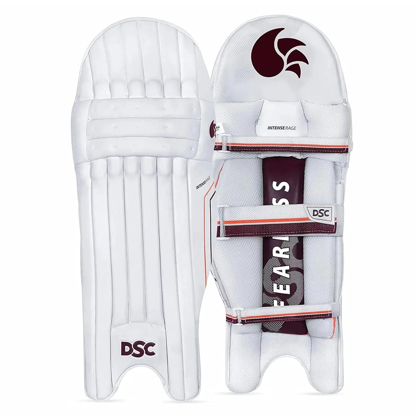 DSC Boys Intense Rage Leather Cricket Batting Right Leg Guard (White Red)
