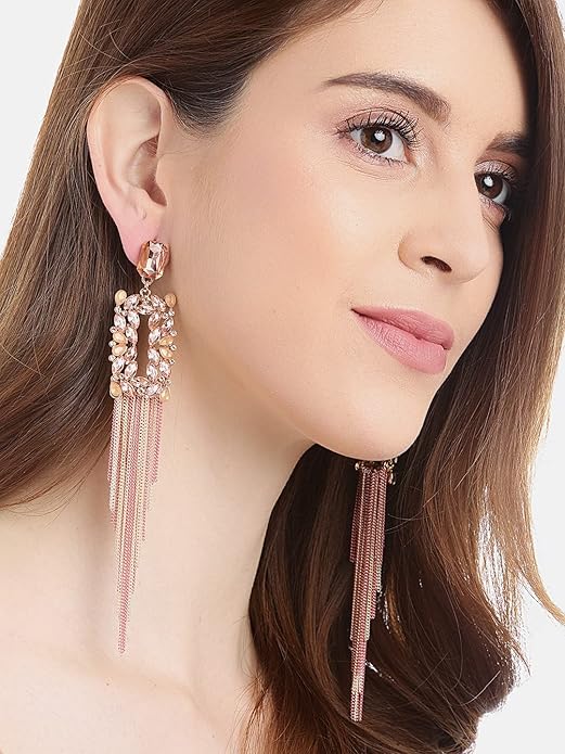 YouBella Jewellery Earings for women Crystal Tassel Handmade Earrings for Girls and Women, One Size, Crystal, No GemstoneYBEAR_32805