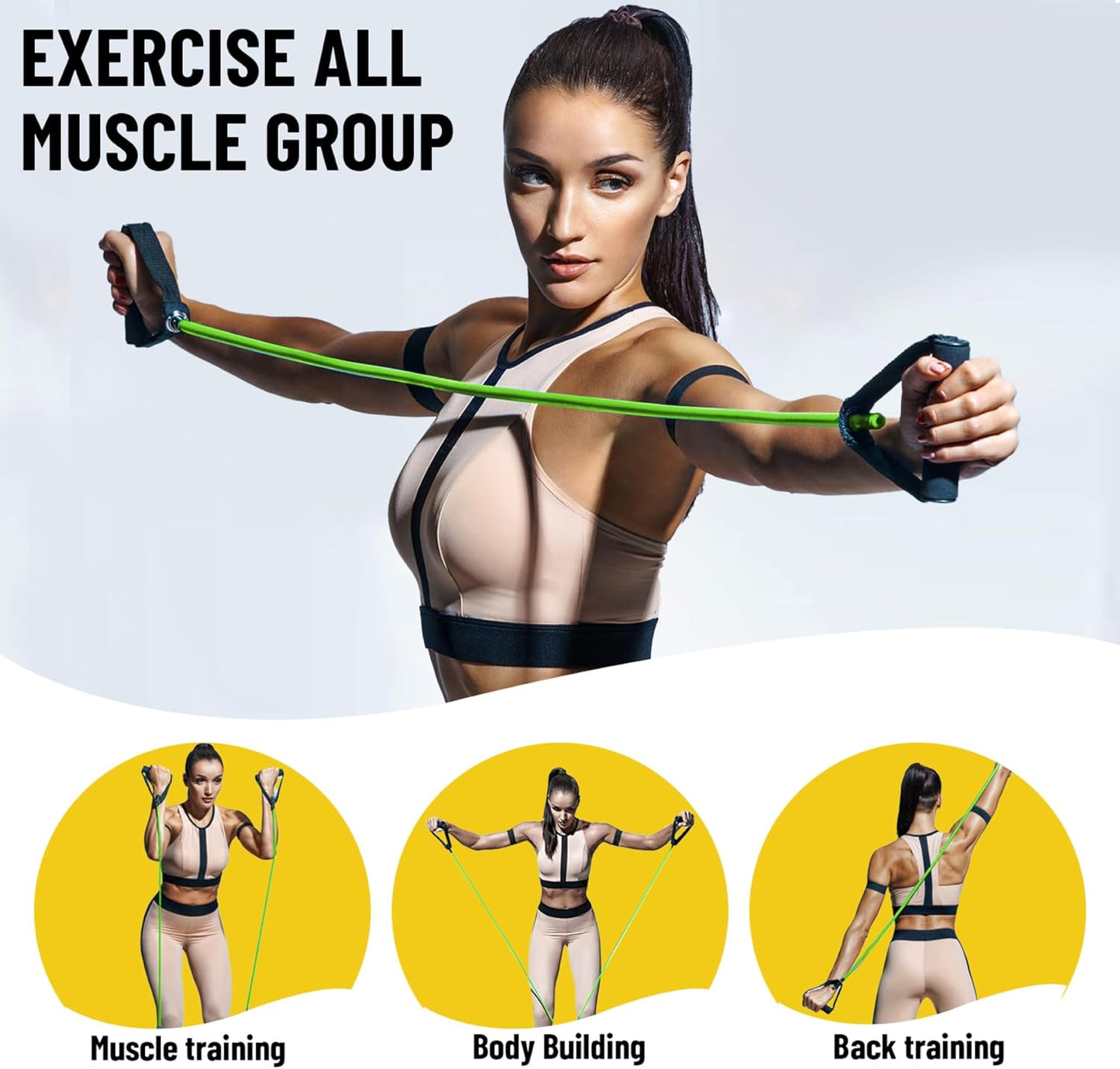 ab. Resistance Tube Exercise Bands for Stretching, Workout, and Toning for Men, and Women, Rubber Band, Toning Tube Resistance Band, Exercise Band