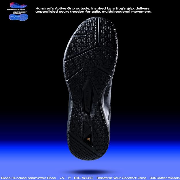 HUNDRED Blade Non-Marking Professional Badminton Shoes for Men | Material: TPU/Rubber | Suitable for Indoor Tennis/Squash/Table Tennis/Basketball & Padel
