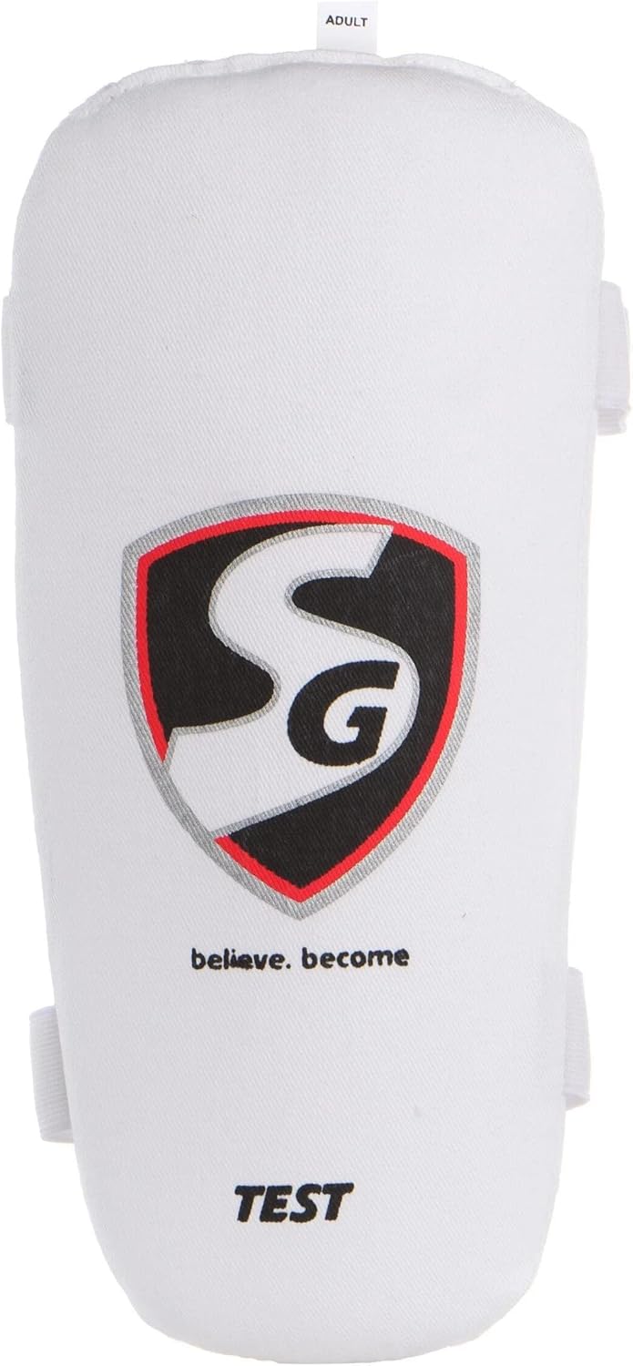SG Super Test Cricket Elbow Guard | Color: White | Size: Junior | Essential Elbow Protector for Junior Players