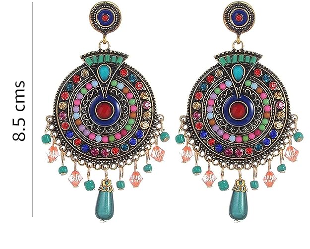 YouBella Bohemian Earrings | Multicolor | Material: Brass | Artificial Jewellery | For Women & Girls | Perfect For All Occassions | For Gifting & Wedding