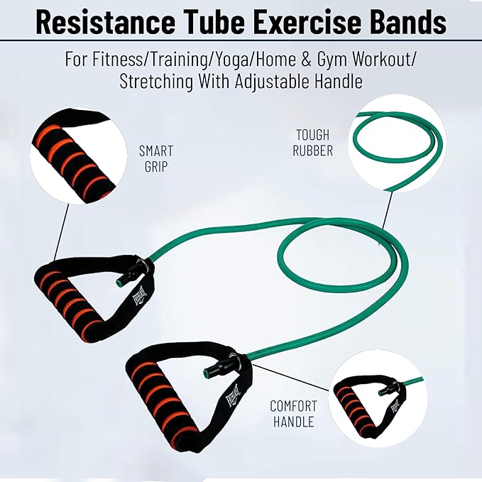 ab. Resistance Tube Exercise Bands for Stretching, Workout, and Toning for Men, and Women, Rubber Band, Toning Tube Resistance Band, Exercise Band