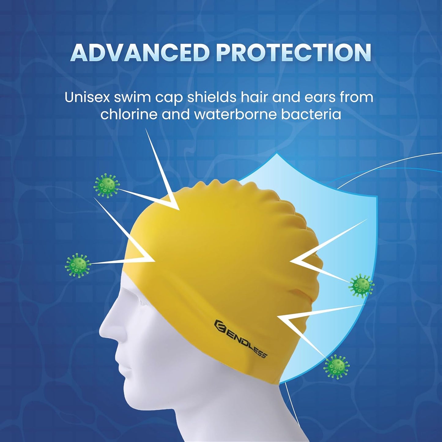 Endless EL1019 Classic Comfortable Plain Silicon Swimming Cap | Fully Elastic Waterproof Swimming Cap for Long and Short Hair with Thicker Edge | For Adults, Women and Men
