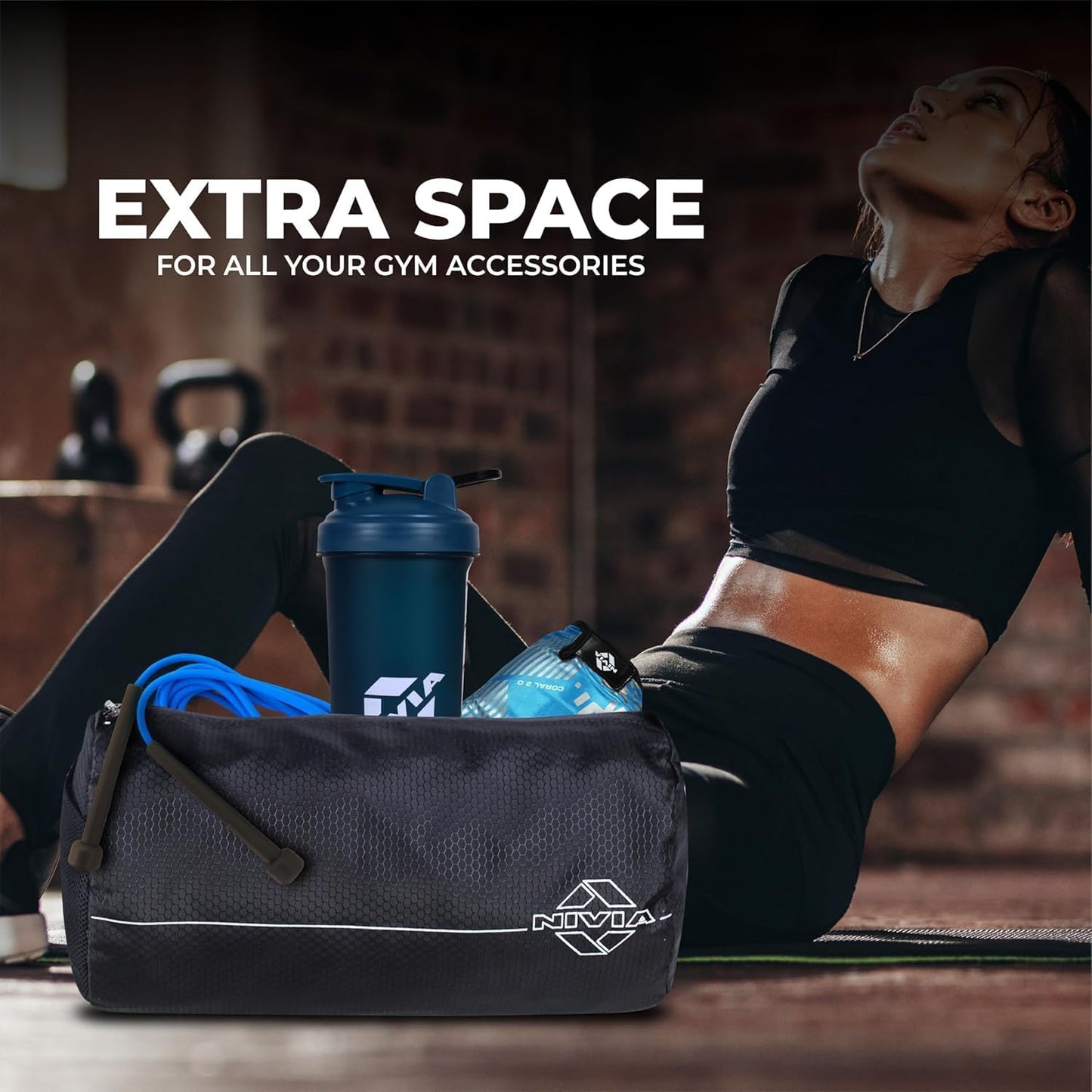 Nivia Basic Duffle Bag | Polyester (Black, 12 Litre) Gym Bags | Adjustable Shoulder Bag | Fitness Bag | Carry Bags | Sports & Travel Bag | Sports Kit Bag | Men & Women