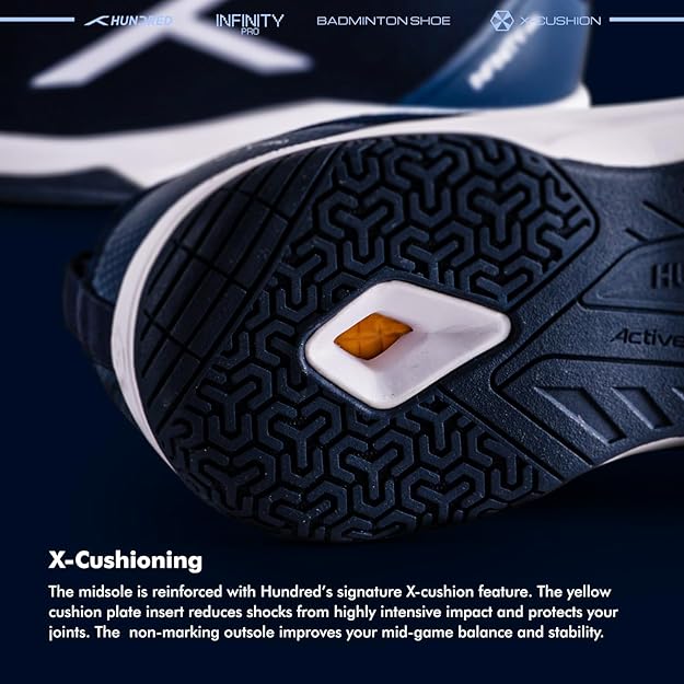 HUNDRED Infinity Pro Non-Marking Professional Badminton Shoe for Men | Material: Polyester/Mesh | Suitable for Indoor Tennis/Squash/Table Tennis/Basketball & Padel