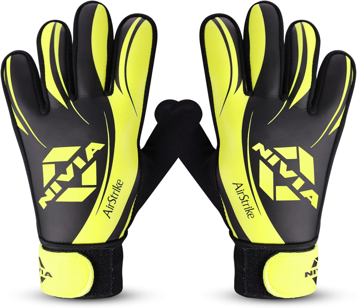 Nivia Air Strike Goalkeeper Gloves for Men&Women, for Football, for Soccer, goalkeeping Glove, Goalkeeper Gloves with Grip, Football Hand Gloves, Goalkeeper Gloves, Football Hand Glove(Black/Green)
