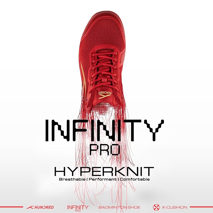 HUNDRED Infinity Pro Non-Marking Professional Badminton Shoe for Men | Material: Polyester/Mesh | Suitable for Indoor Tennis/Squash/Table Tennis/Basketball & Padel