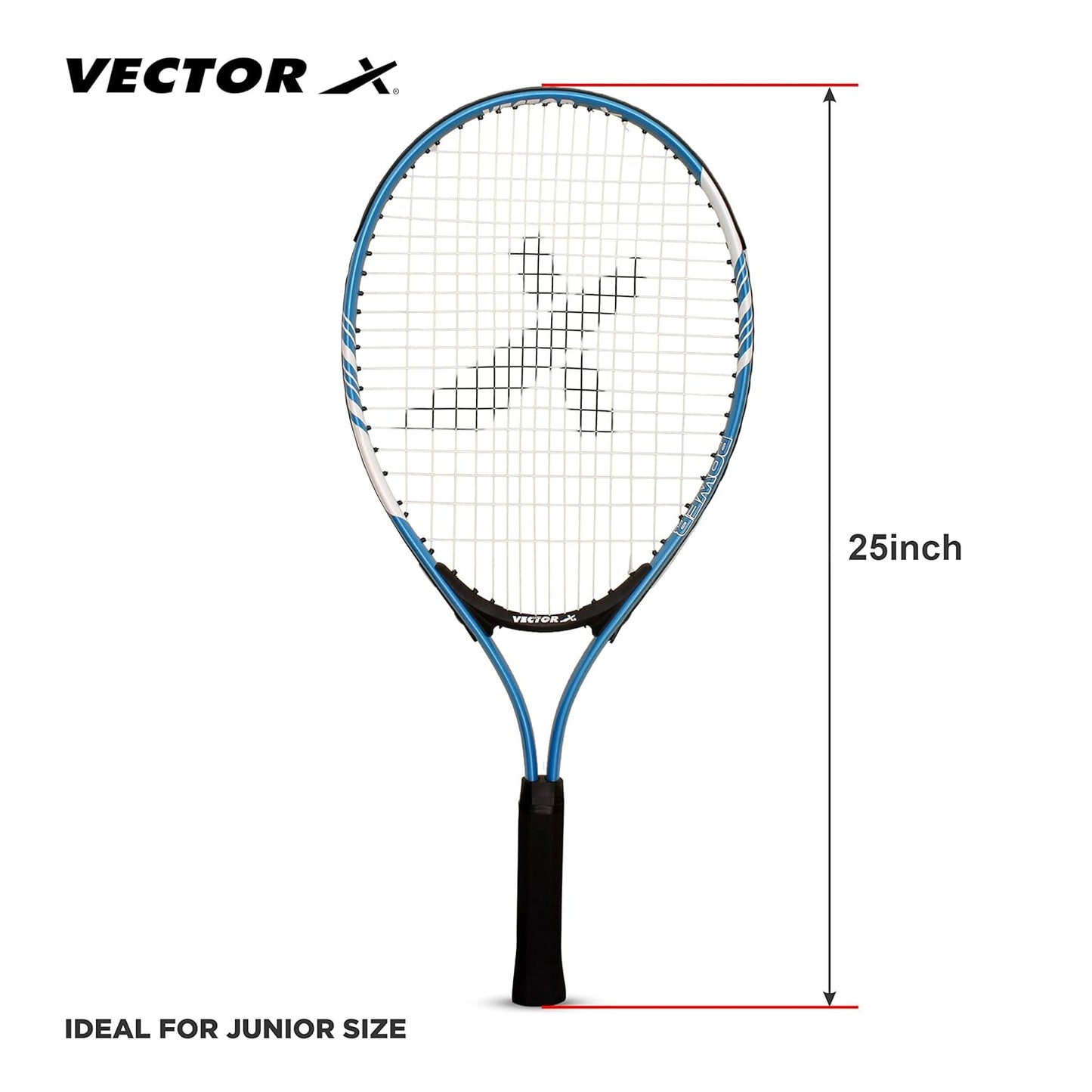 Vector X VXT-520 Adult Recreational Tennis Rackets, Super Lightweight Tennis Racquets for Student,Training,Tennis and Beginners, Outdoor Games (25-inch, 3/4 Cover),Blue/White