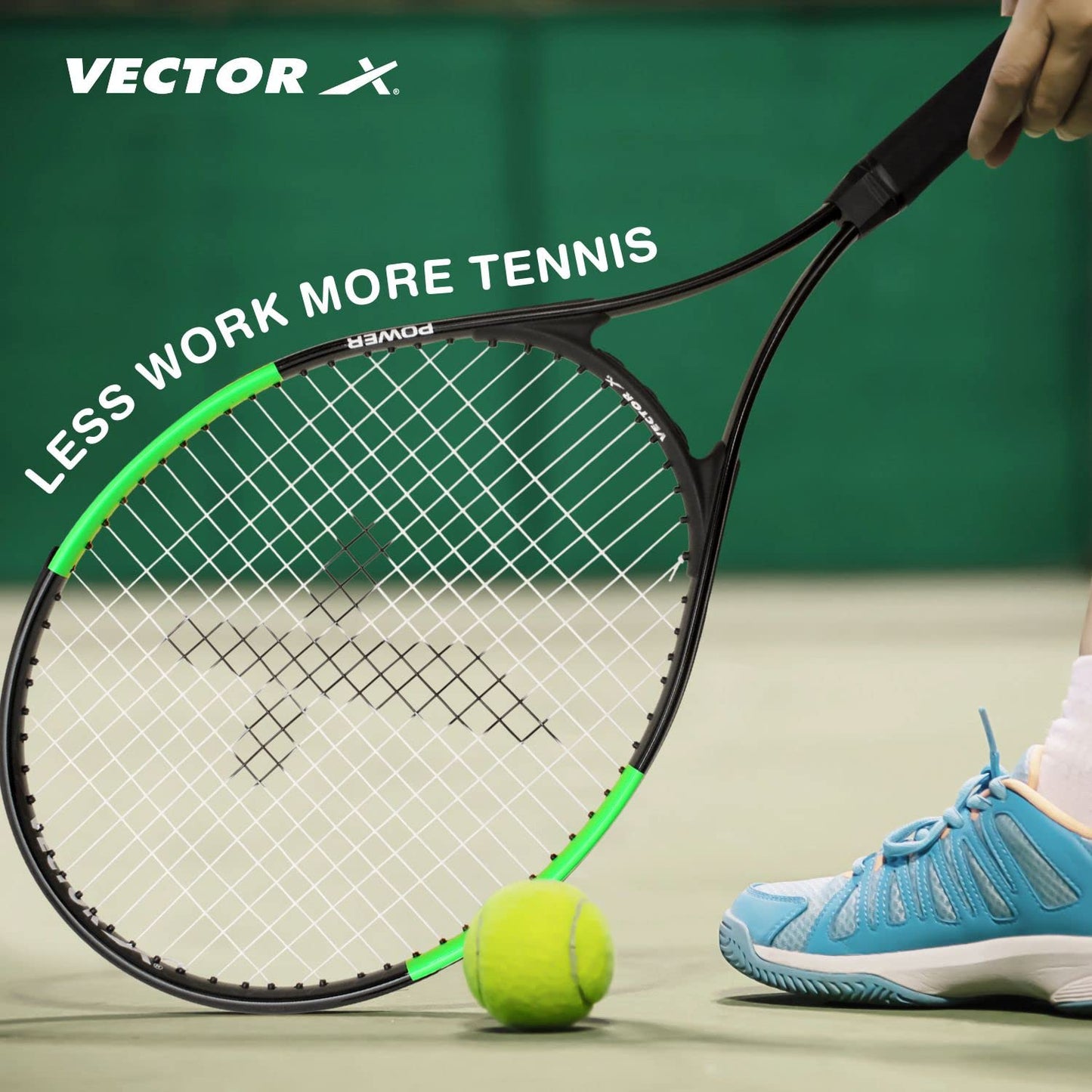 Vector X Adult Recreational Tennis Rackets,26 Inch Super Lightweight Tennis Racquets for Student,Training,Tennis and Beginners, Outdoor Games - Grip Size - 4 3/8,Green/Black