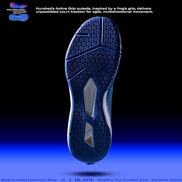 HUNDRED Blade Non-Marking Professional Badminton Shoes for Men | Material: TPU/Rubber | Suitable for Indoor Tennis/Squash/Table Tennis/Basketball & Padel