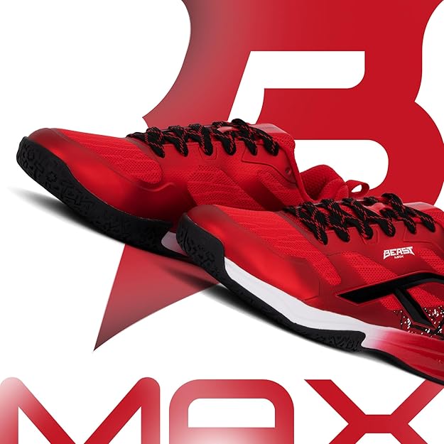 HUNDRED Beast Max Non-Marking Professional Badminton Shoes for Men | Material: Polyester/TPU | Suitable for Indoor Tennis/Squash/Table Tennis/Basketball & Padel