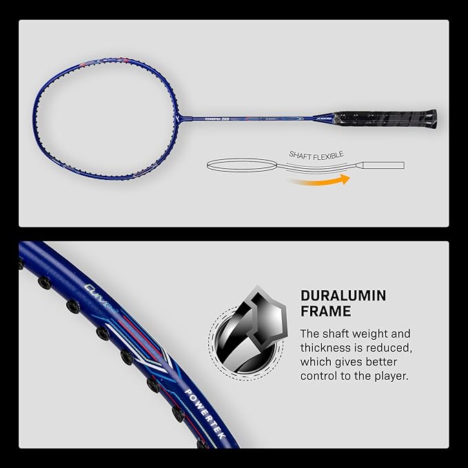 HUNDRED Powertek 200 PRO Badminton Racquet with Head Cover | Strung | Material:Aluminium|For Intermediate Players|Weight:95 grams|Maximum String Tension- 18-20lbs