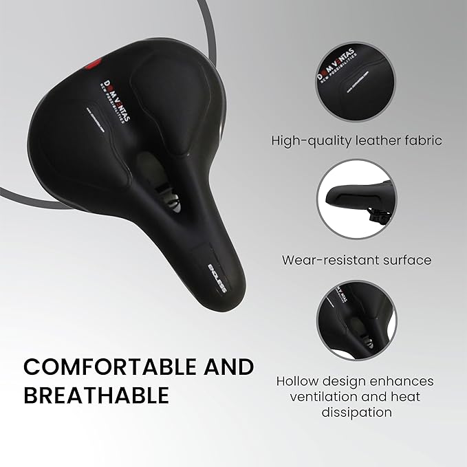 Endless Cycle Seat with Red Reflective Safety Strip | Black | Material : PU | Universal Memory Foam Seat with Breathable, Shock Absorbing and Waterproof Bike Saddle for All Type of Bikes
