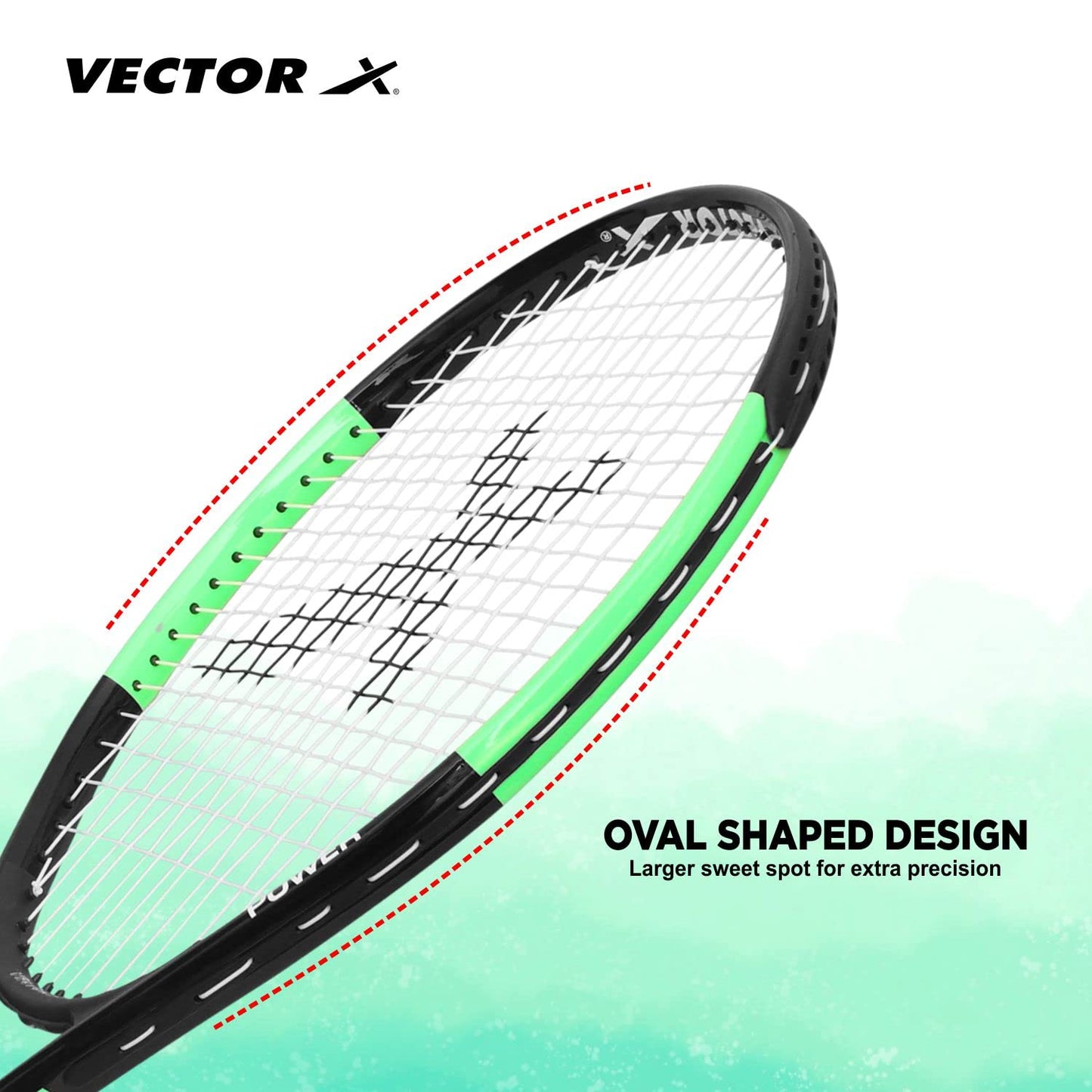 Vector X Adult Recreational Tennis Rackets,26 Inch Super Lightweight Tennis Racquets for Student,Training,Tennis and Beginners, Outdoor Games - Grip Size - 4 3/8,Green/Black