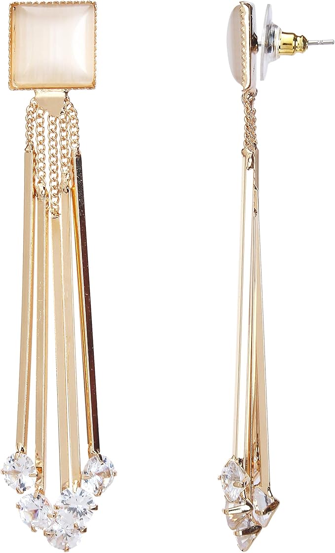Youbella Jewellery Crystal Gold Plated Dangler White Earrings for Girl's and Women's