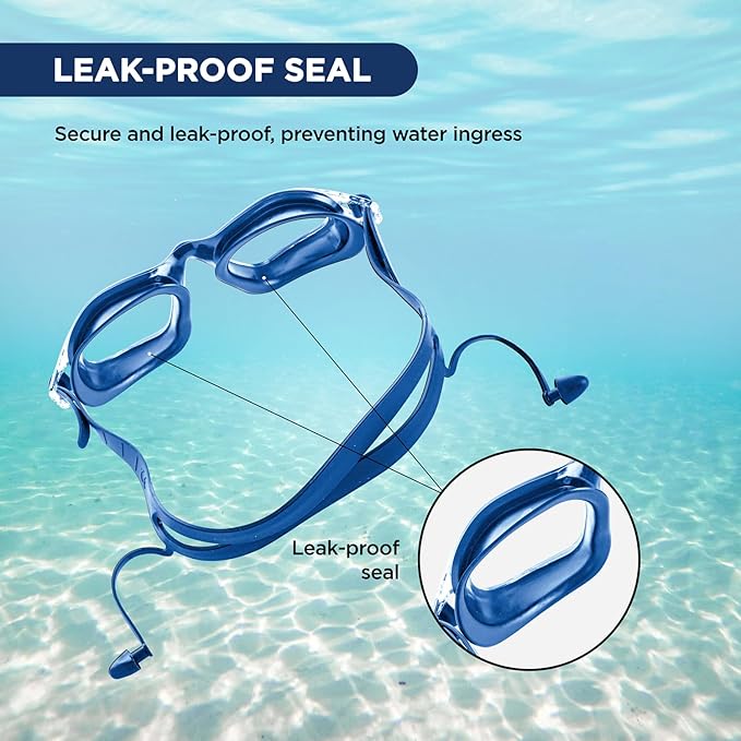 Endless EL1002 Stylish Swimming Goggle with Anti-Fog and UV Protection | Blue | Material : Silicon, Plastic | With Adjustable Strap and Ear Buds | Soft Silicon Gasket for Leak Proof | With Hard Case