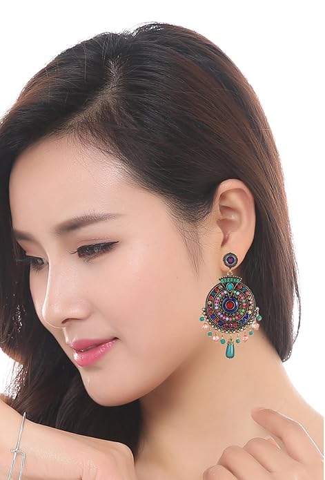 YouBella Bohemian Earrings | Multicolor | Material: Brass | Artificial Jewellery | For Women & Girls | Perfect For All Occassions | For Gifting & Wedding
