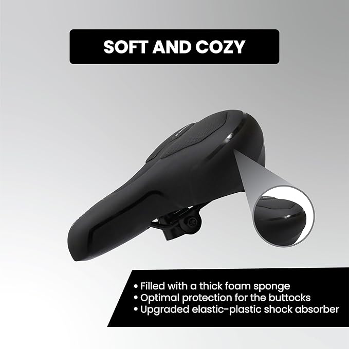 Endless Cycle Seat with Red Reflective Safety Strip | Black | Material : PU | Universal Memory Foam Seat with Breathable, Shock Absorbing and Waterproof Bike Saddle for All Type of Bikes