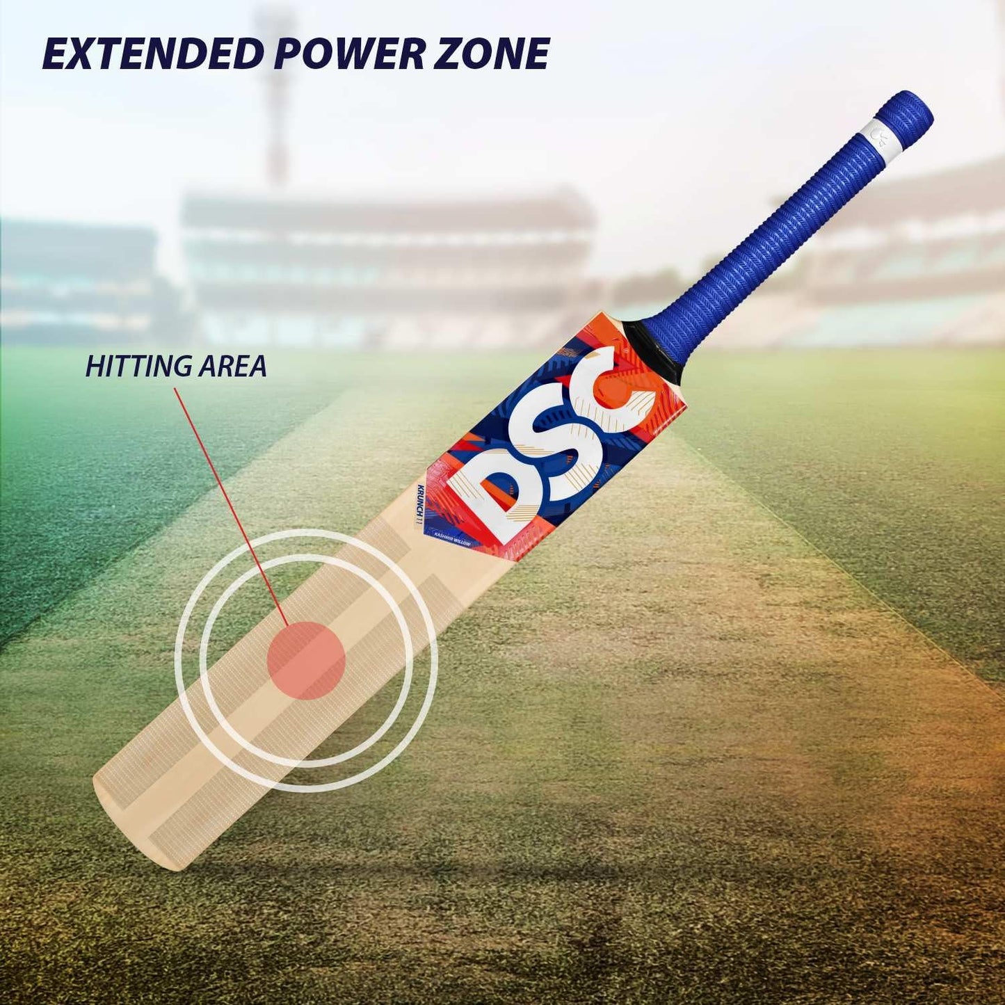 DSC Krunch 11 Kashmir Willow Cricket Bat 2023 | Color: Beige  | Size - 5 | Pronounced Bow | Monstrous Hitting Area | Extended Power Zone | Massive Edges | Exquisite Balance | Crosswave Tape on Edges